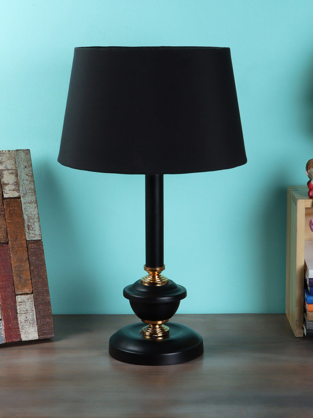 foziq Black Solid Table Lamps Price in India
