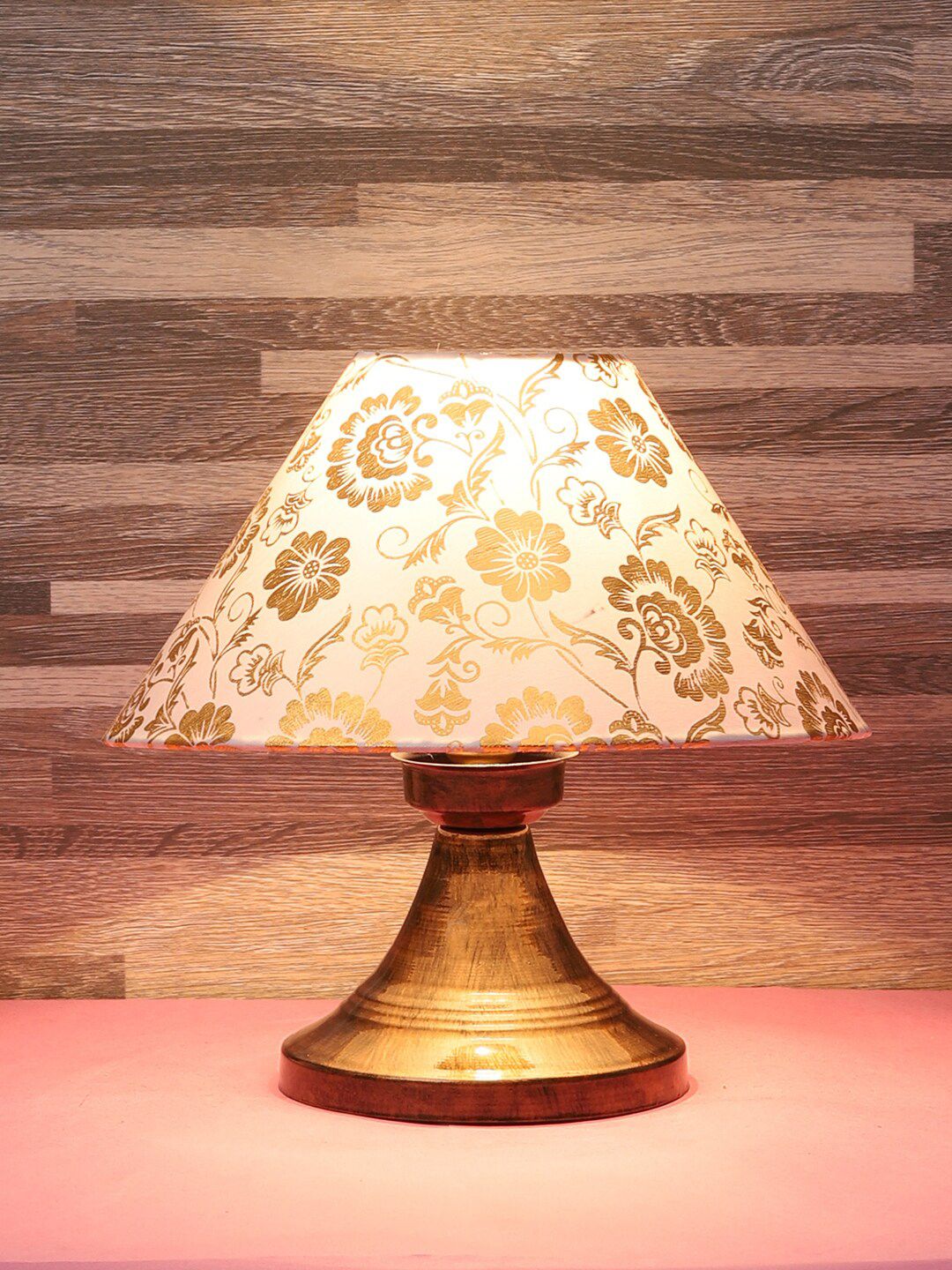 Foziq Copper-Coloured & White Printed  Table Lamps Price in India
