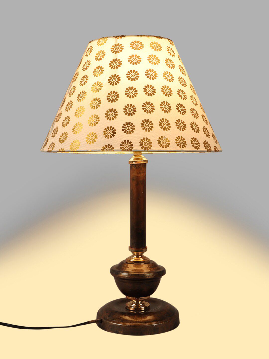 foziq Copper-Colored Printed Shade Table Lamp Price in India