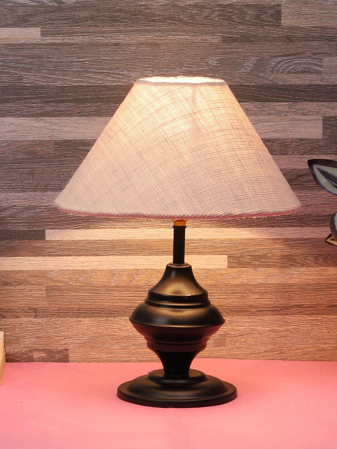 foziq Black Solid Table Lamps Price in India