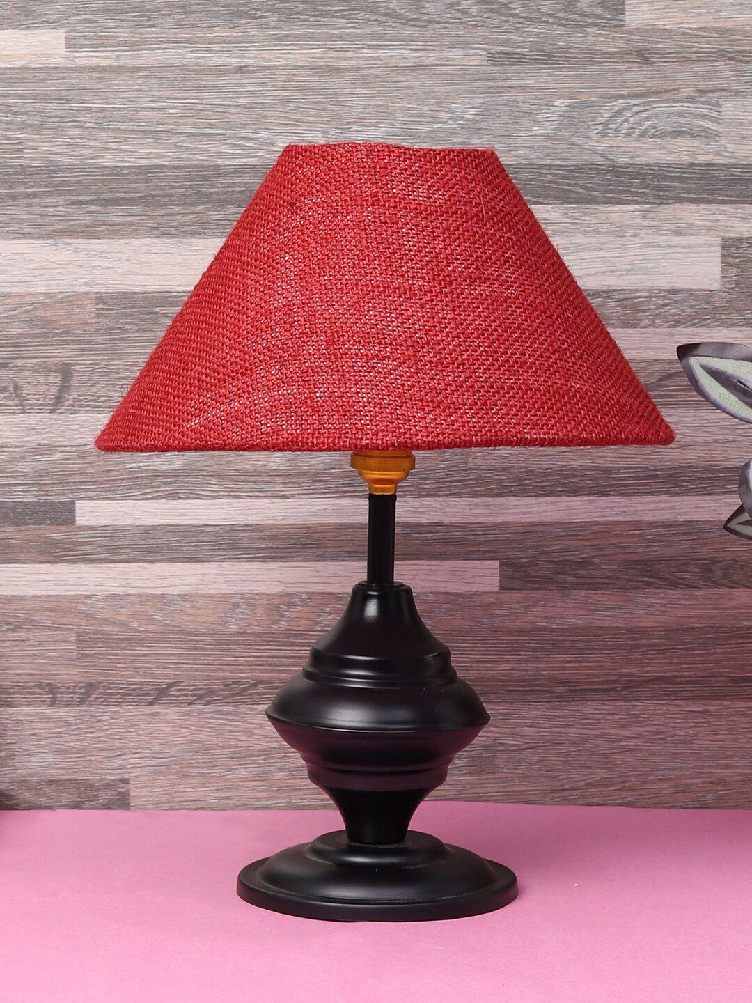 foziq Black & Red Solid Table Lamps Price in India