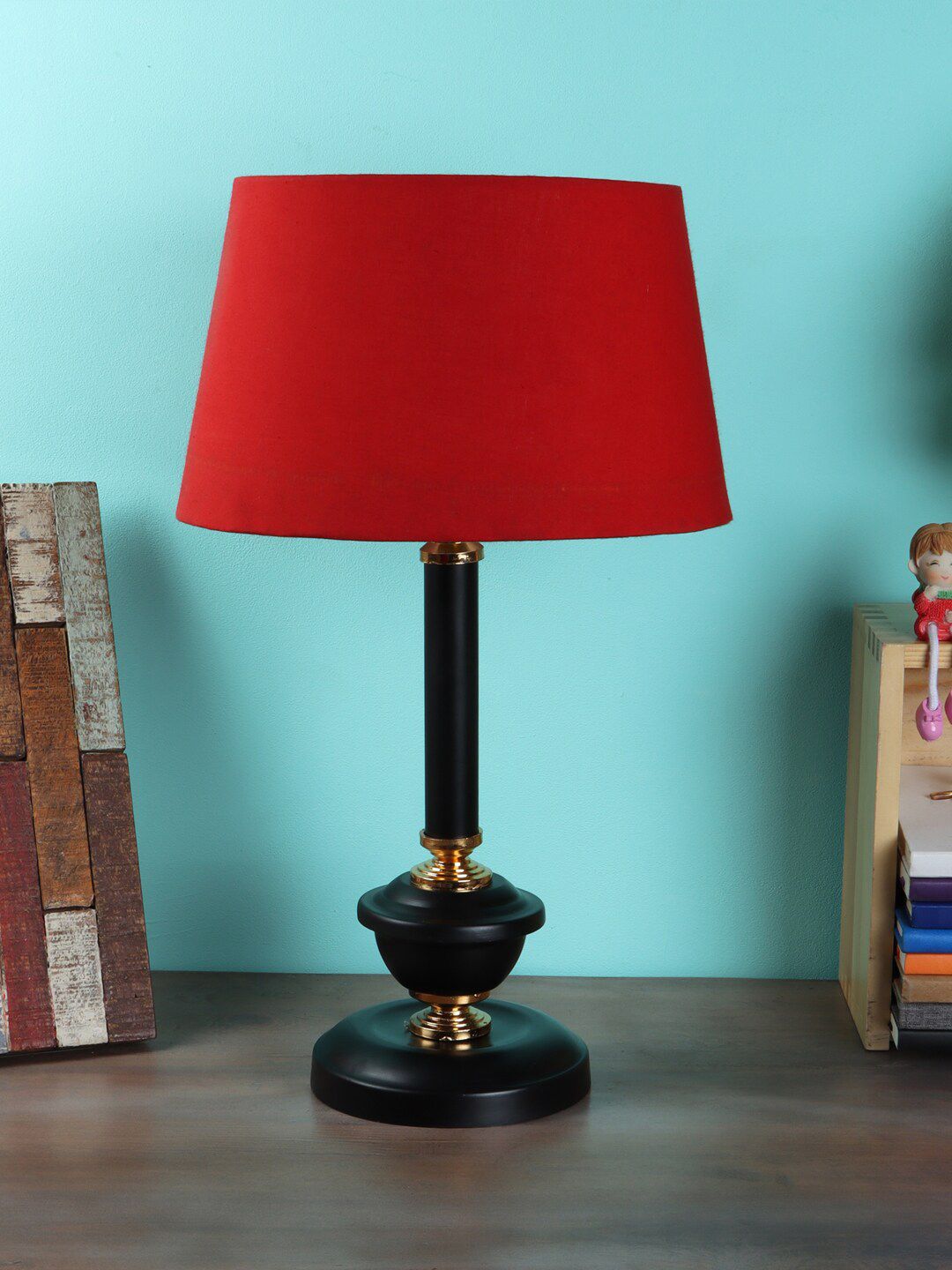 foziq Red Solid Contemporary Table Lamps Price in India