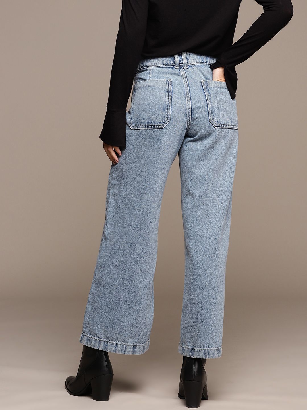 Pure Cotton Relaxed Fit Heavy Fade Acid Wash Jeans