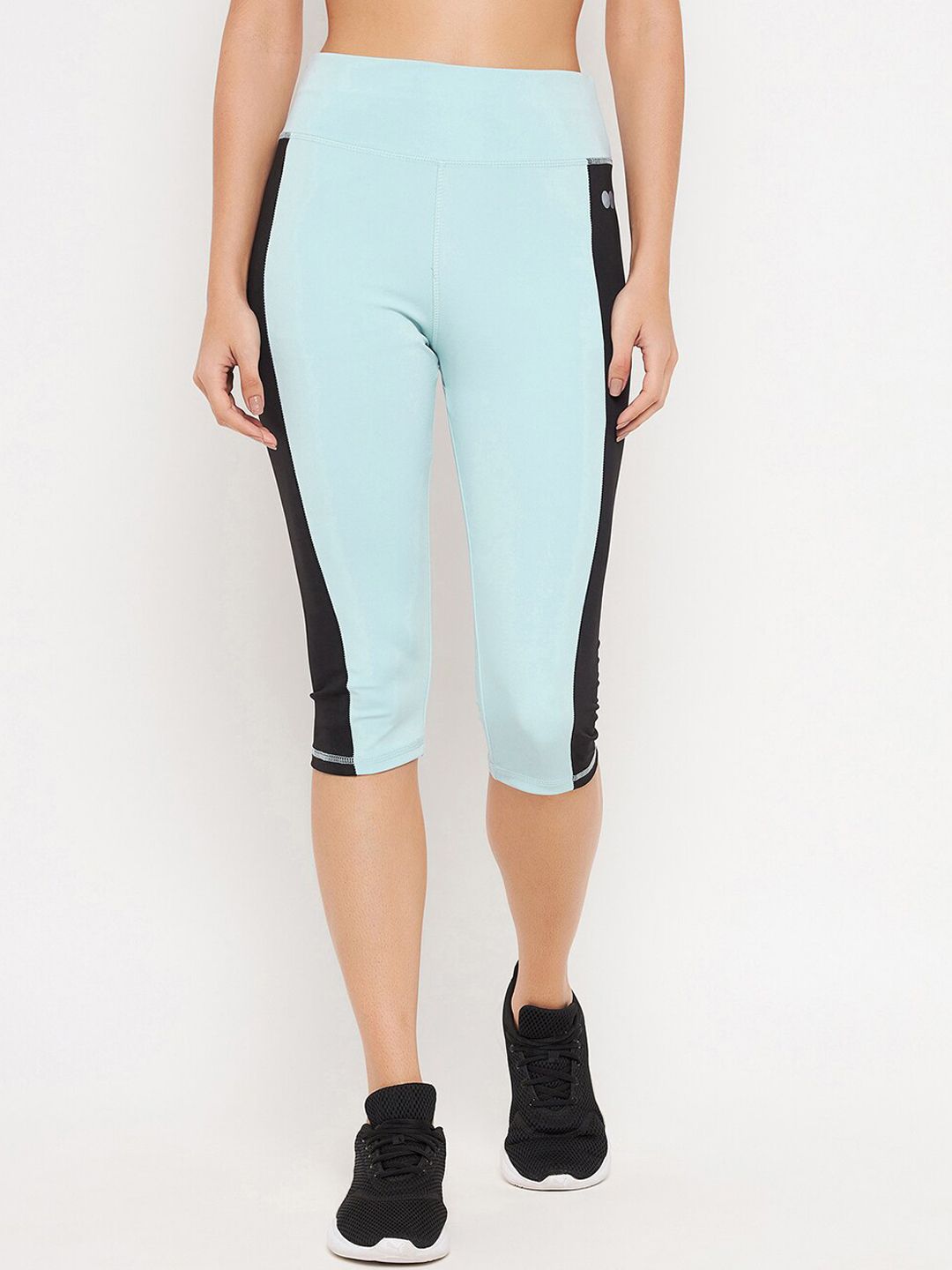 Clovia Women Blue Solid Three Quarter Length Training or Gym Tights Price in India