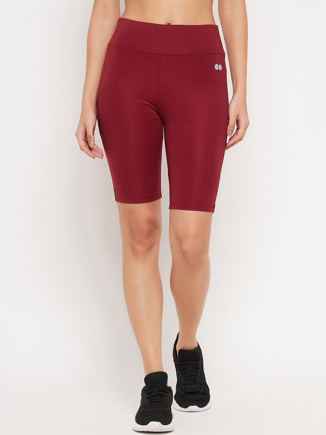 Clovia Women Maroon Slim Fit High-Rise Training or Gym Sports Shorts Price in India