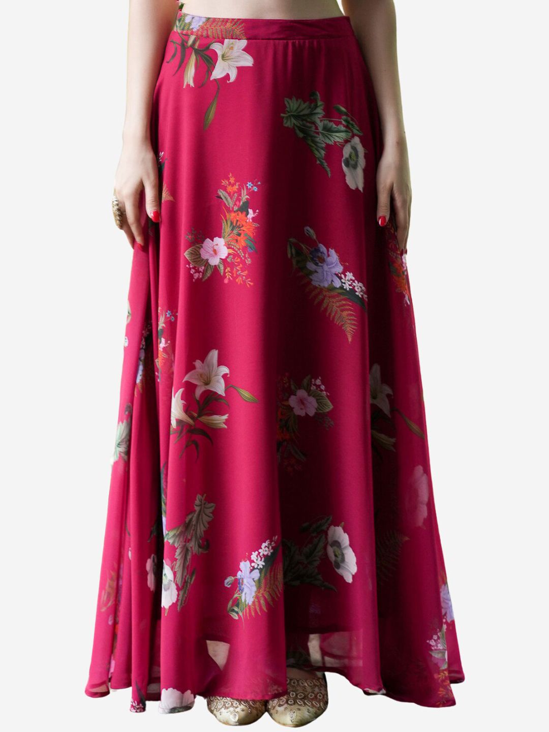 Alaya By Stage3 Women Red Floral Printed Flared Maxi Skirt Price in India