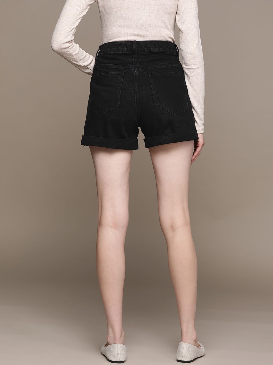 Pure Cotton High-Rise Mom Fit Denim Shorts