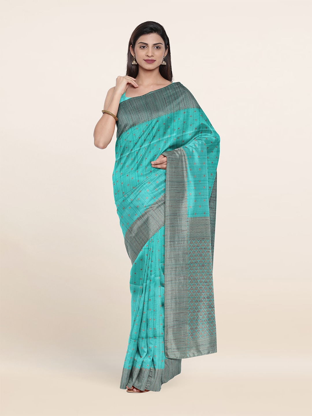 Pothys Blue Woven Design Art Silk Saree Price in India