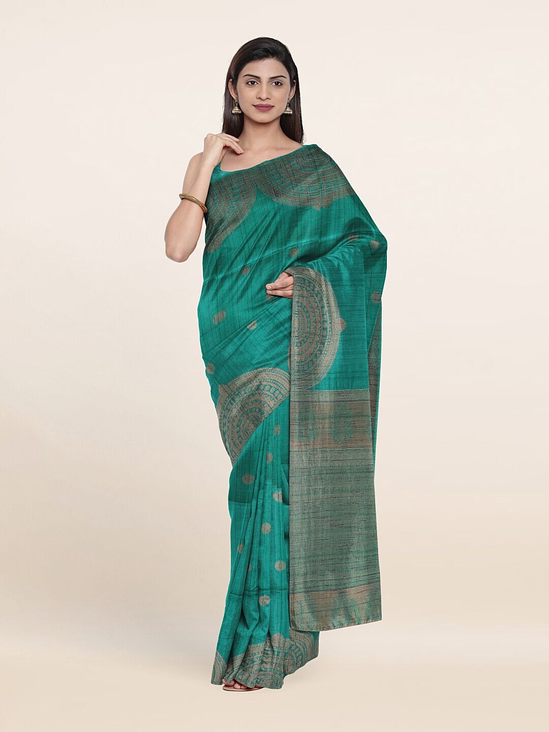 Pothys Green Ethnic Motifs Art Silk Saree Price in India