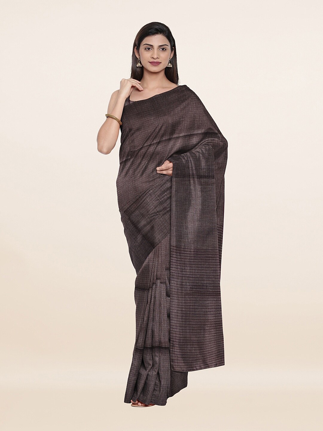 Pothys Brown Woven Design Art Silk Saree Price in India
