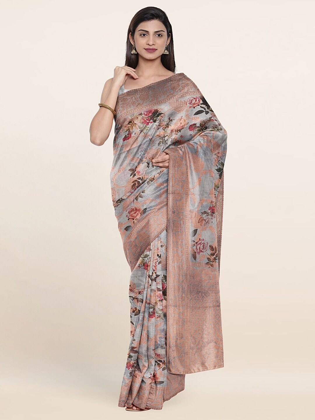 Pothys Multicoloured Floral Zari Art Silk Saree Price in India