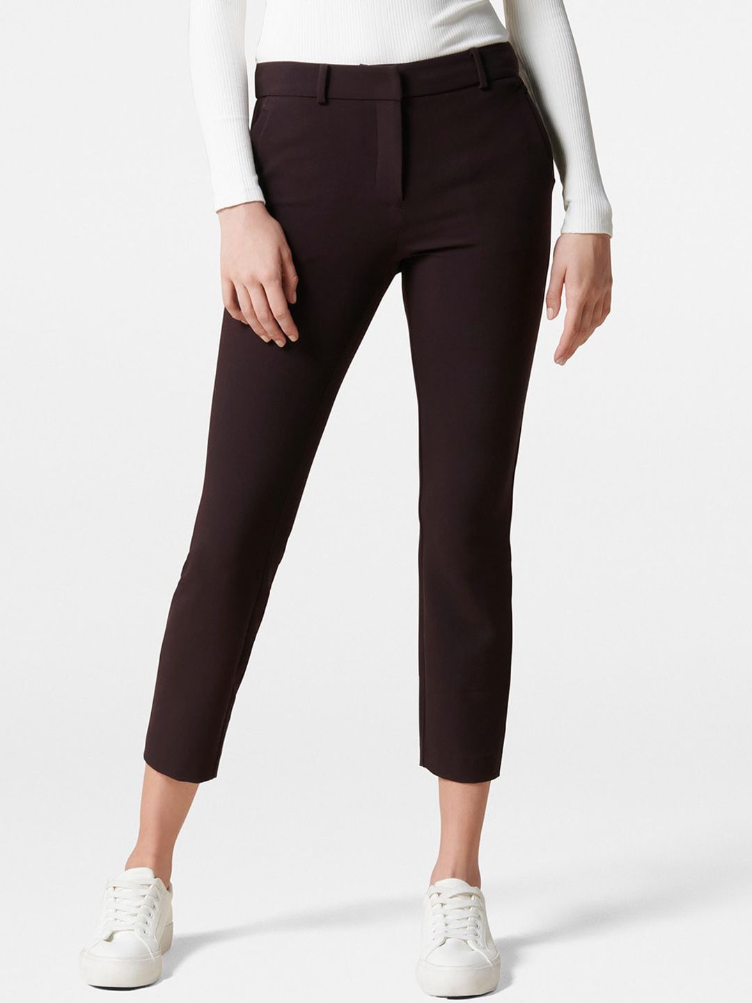 Forever New Women Maroon Slim Fit Trousers Price in India