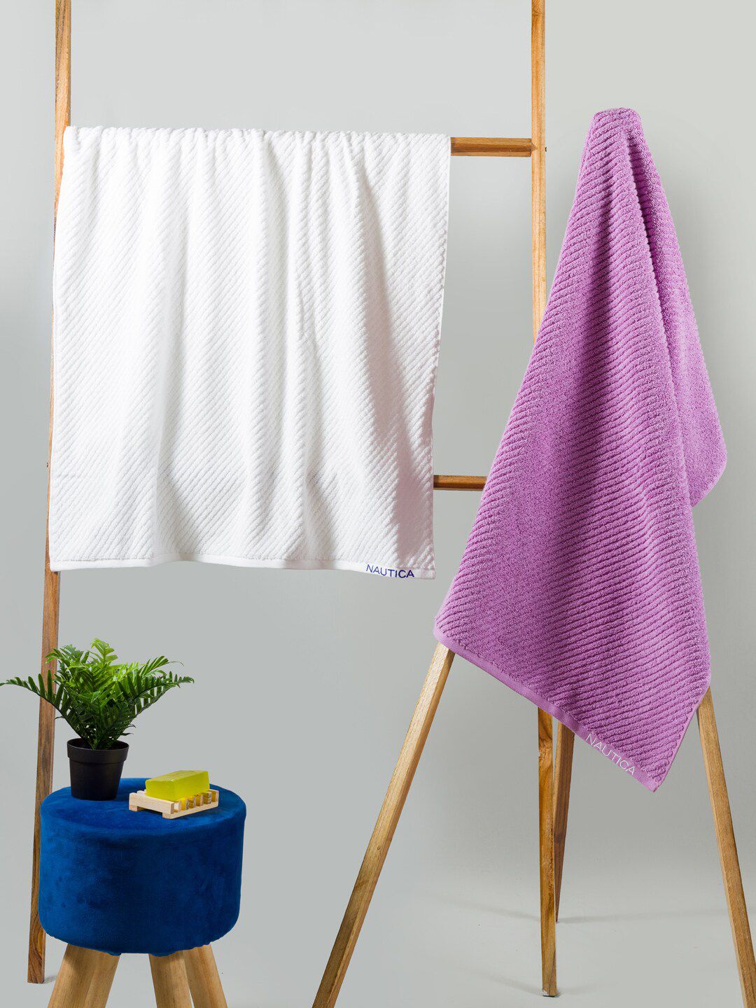 Nautica Set Of 2 Solid Pure Cotton 600 GSM Bath Towels Price in India