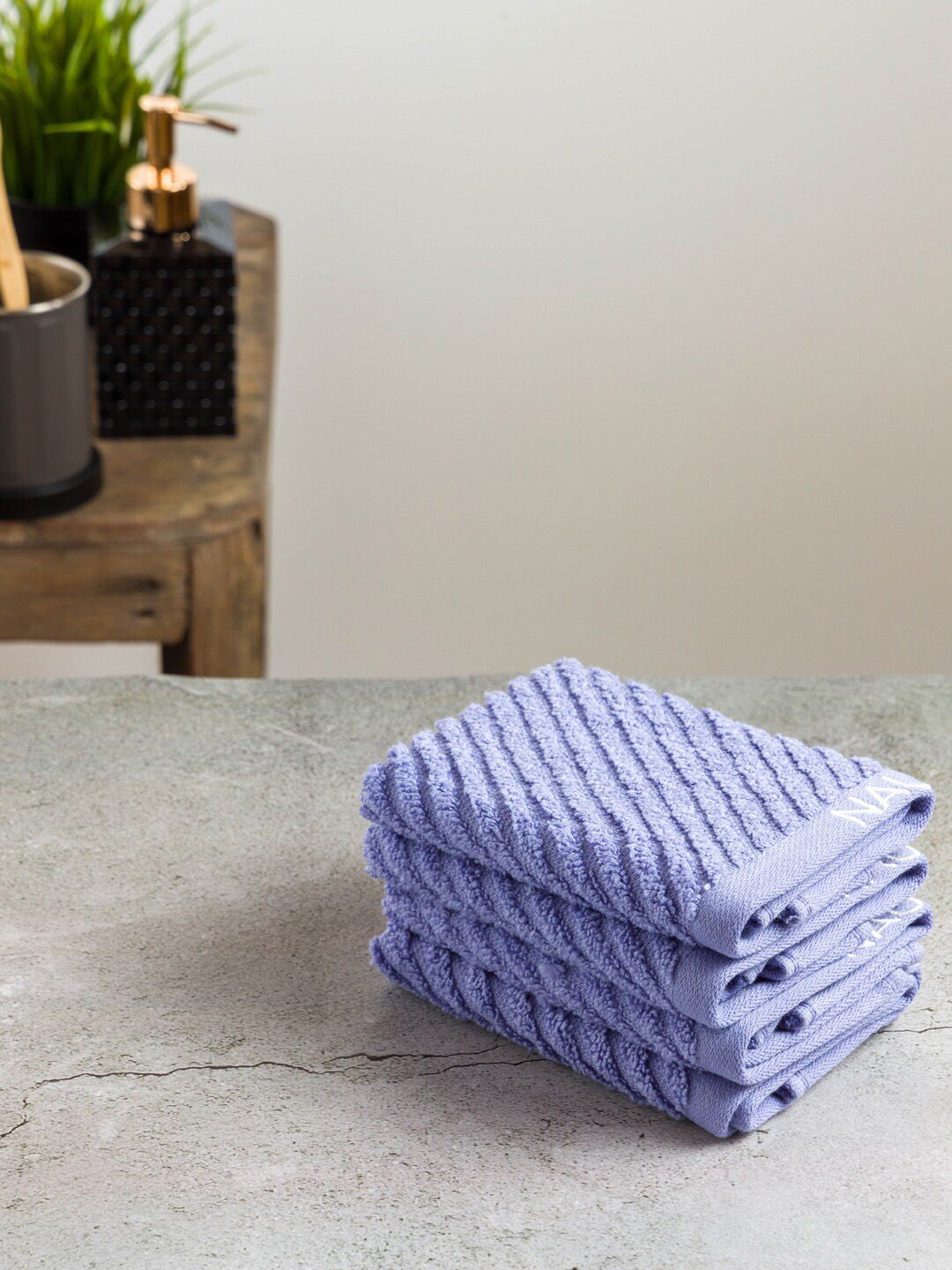 Nautica Set of 4 Purple Cotton Face Towels Price in India