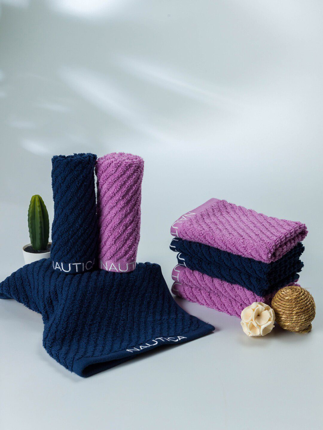 Nautica Set Of 8 Solid 600 GSM Cotton Face Towel Set Price in India