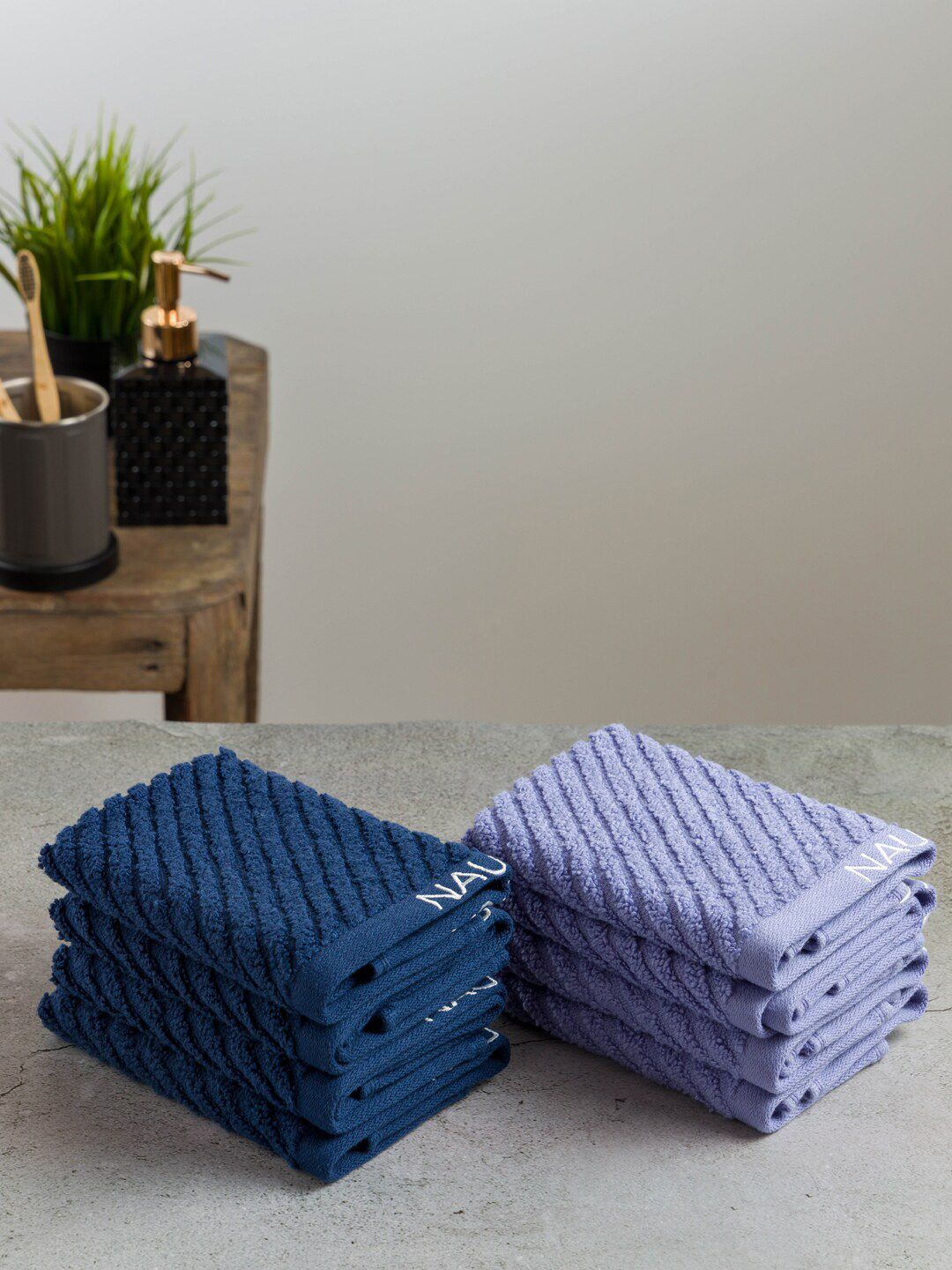 Nautica Set Of 8 Solid 600 GSM Pure Cotton Face Towels Price in India