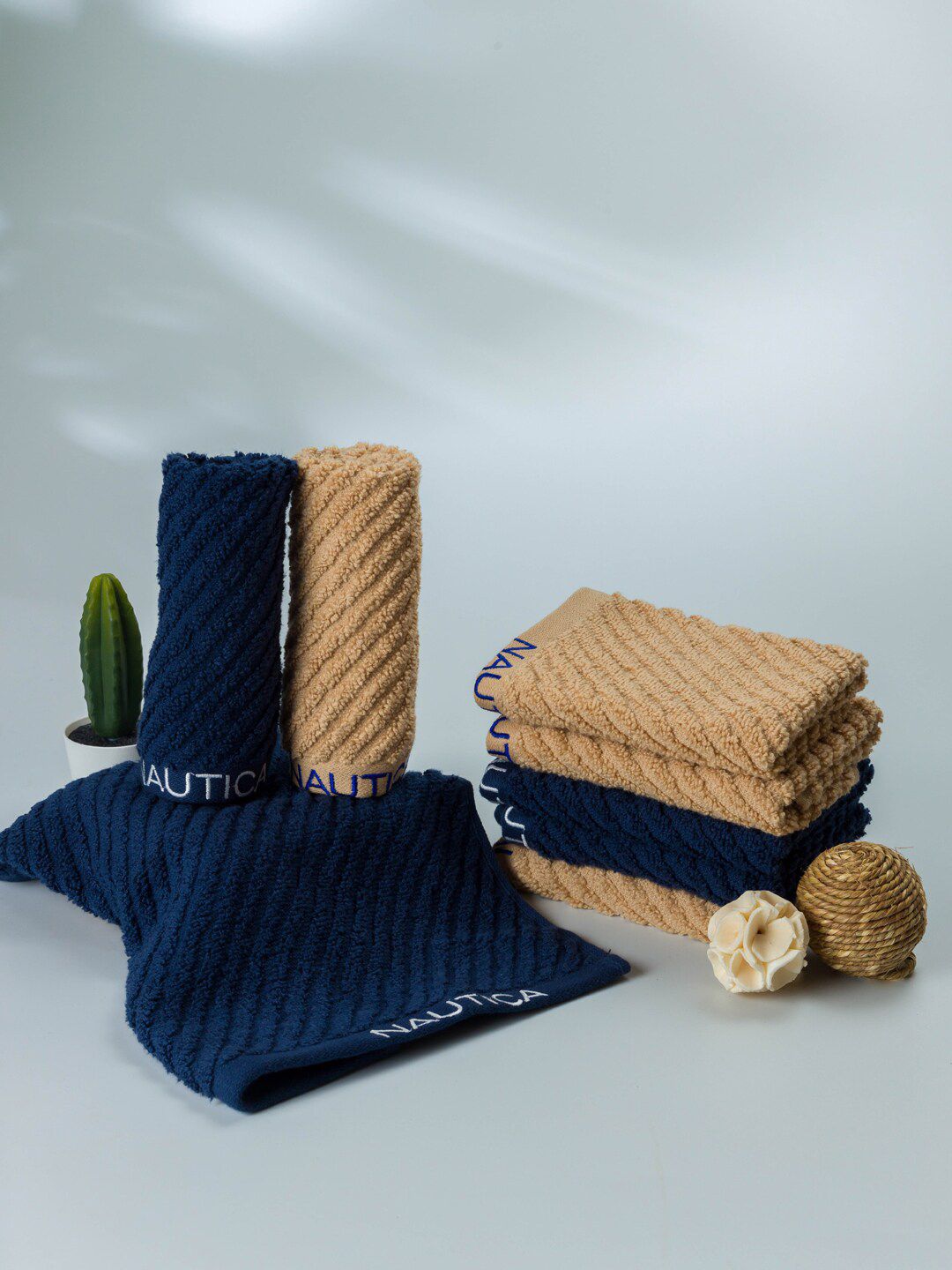 Nautica Set Of 8 Solid Cotton 600 GSM Face Towels Price in India