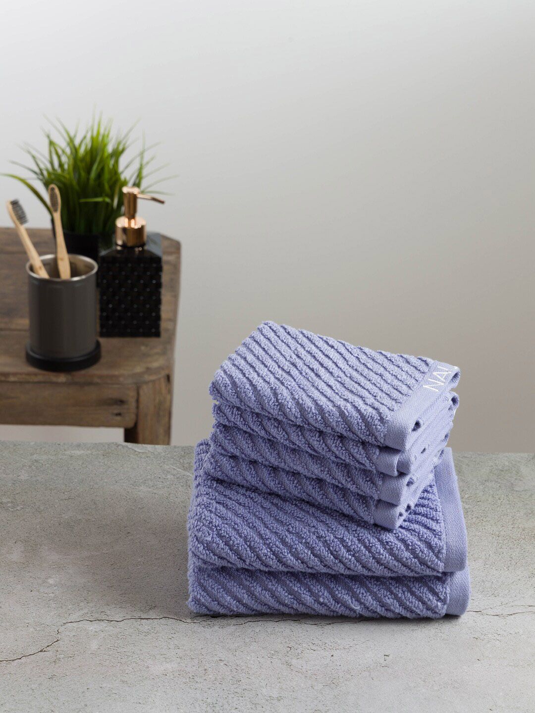 Nautica Lavender Set Of 6 Solid Cotton 600 GSM Towel Set Price in India