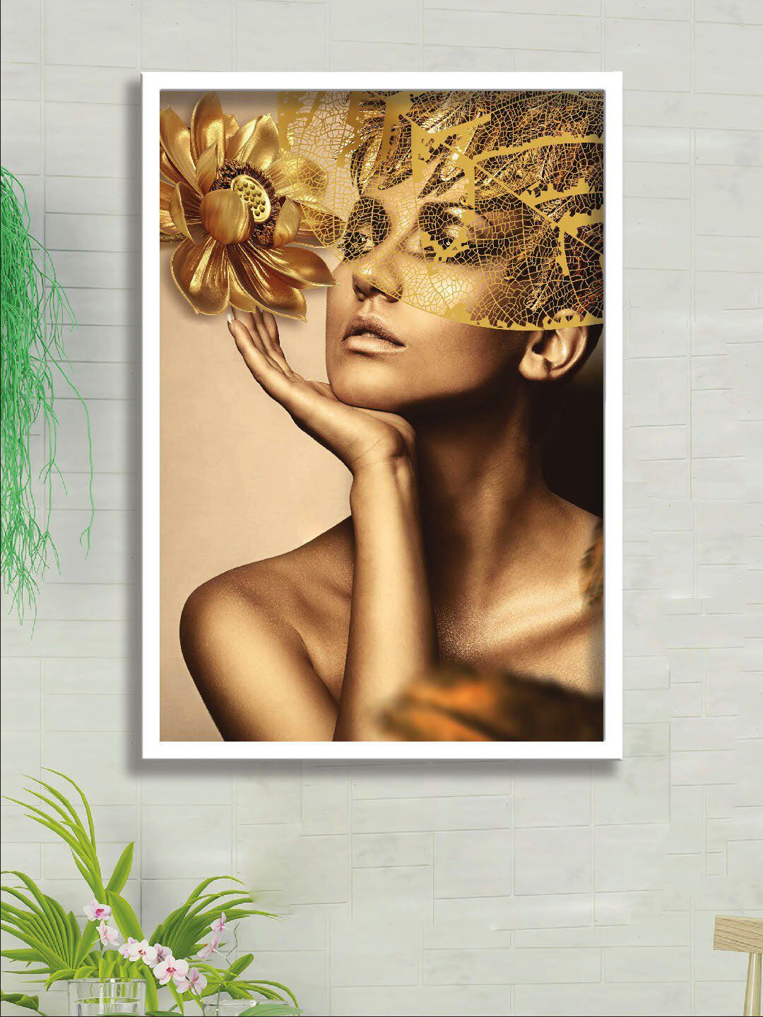 SAF Beige Digital Painting Framed Wall Art Price in India