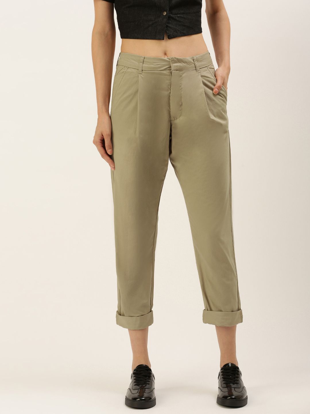 FOREVER 21 Women Khaki Trousers Price in India