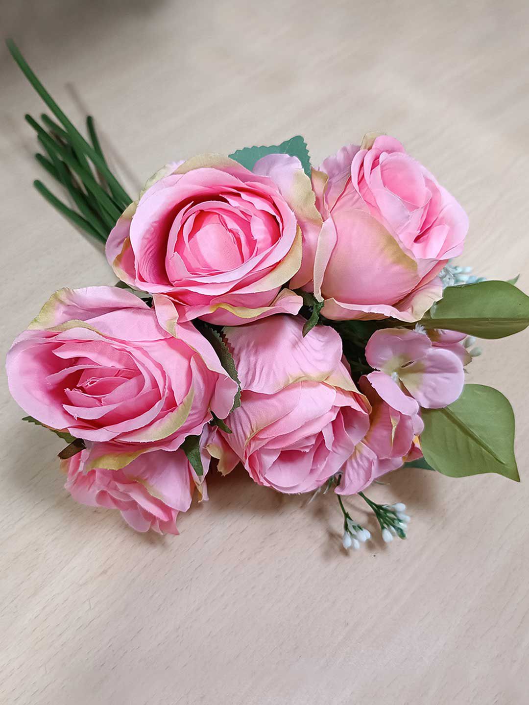 Art Street Set Of 9 Pink Rose Artificial Flower Bunch Price in India