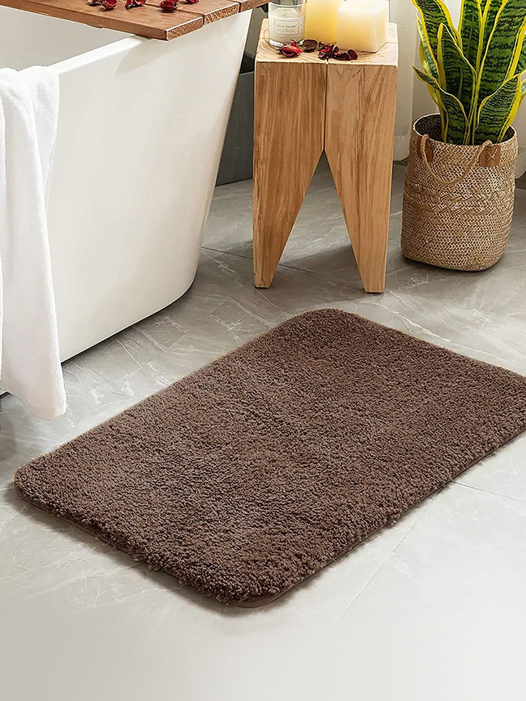 Nautica Brown Solid 2800 GSM Bath Rugs Price in India