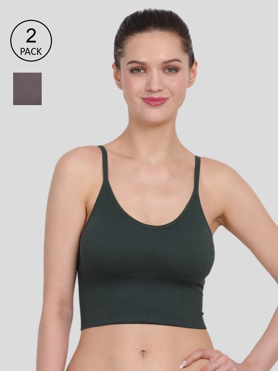 Amour Secret Pack Of 2 Green & Grey Sports Bra Price in India