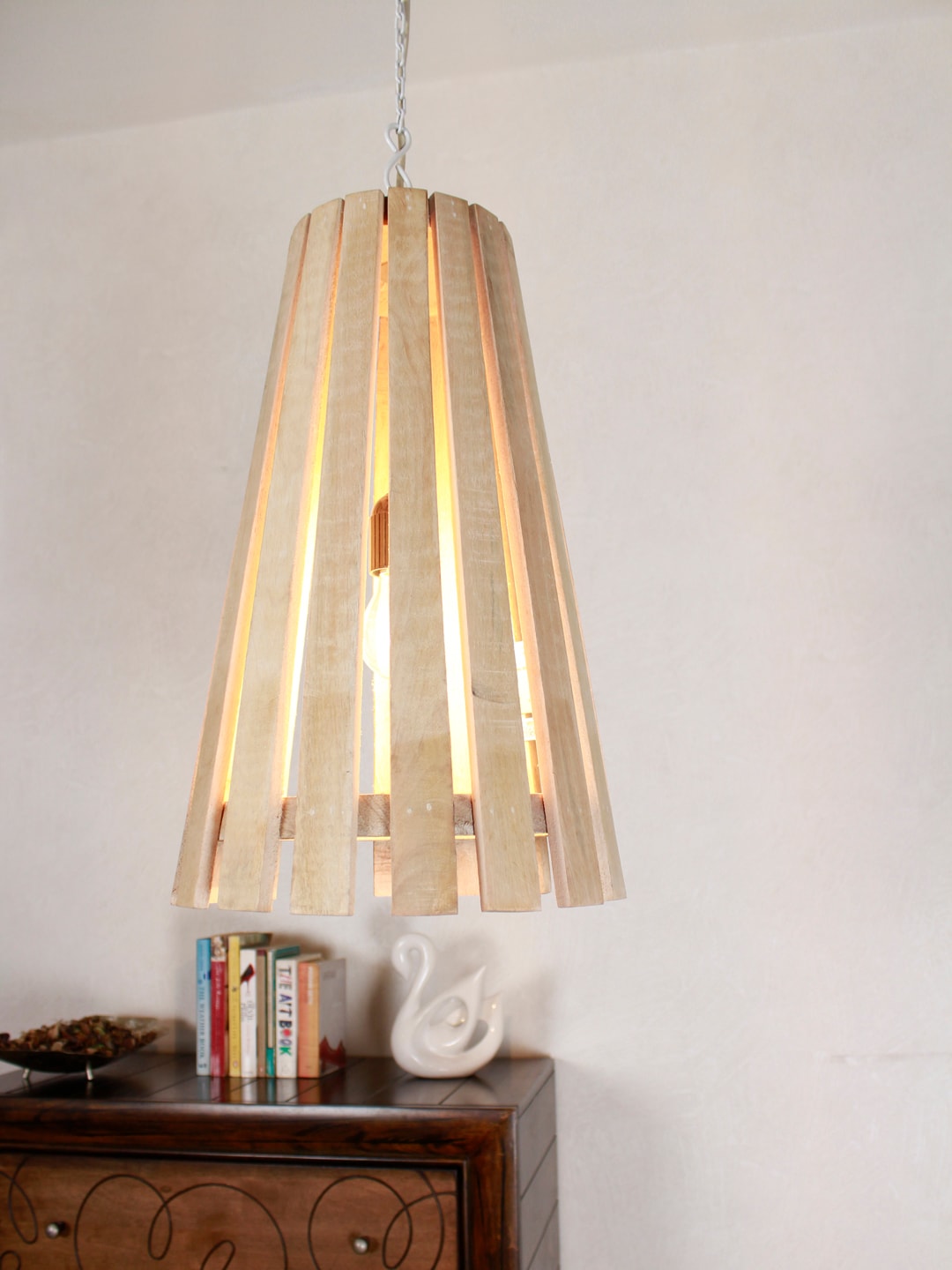THE LIGHT STORE Beige Textured Hanging Pendant Lamp Price in India