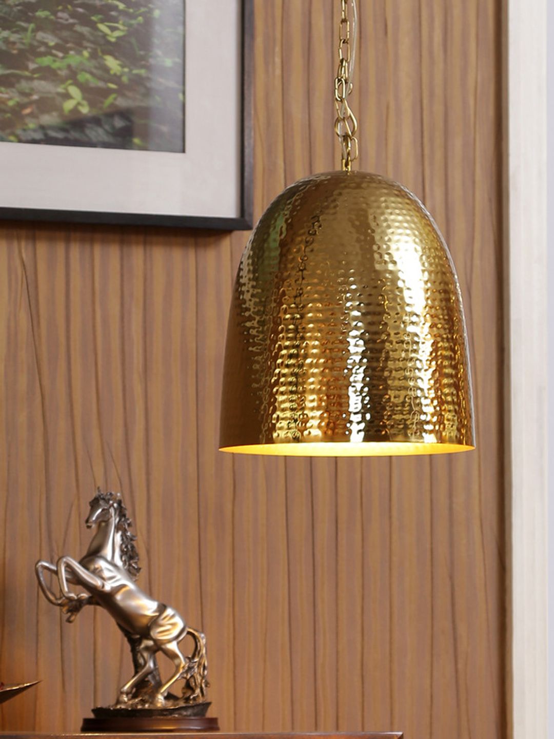THE LIGHT STORE Gold-Toned Textured Pendant Hanging Lamp Price in India