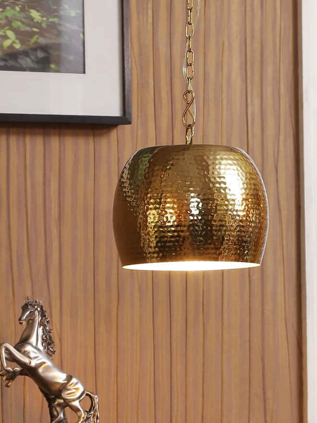 THE LIGHT STORE Gold-Toned Textured Hanging Light Price in India