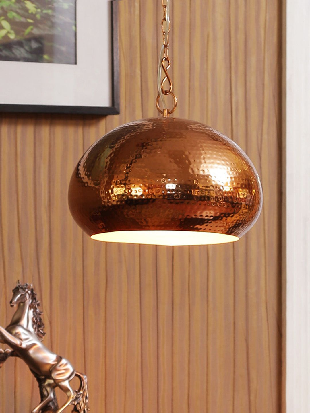 THE LIGHT STORE Copper-Toned Textured Pendant Hanging Lamp Price in India