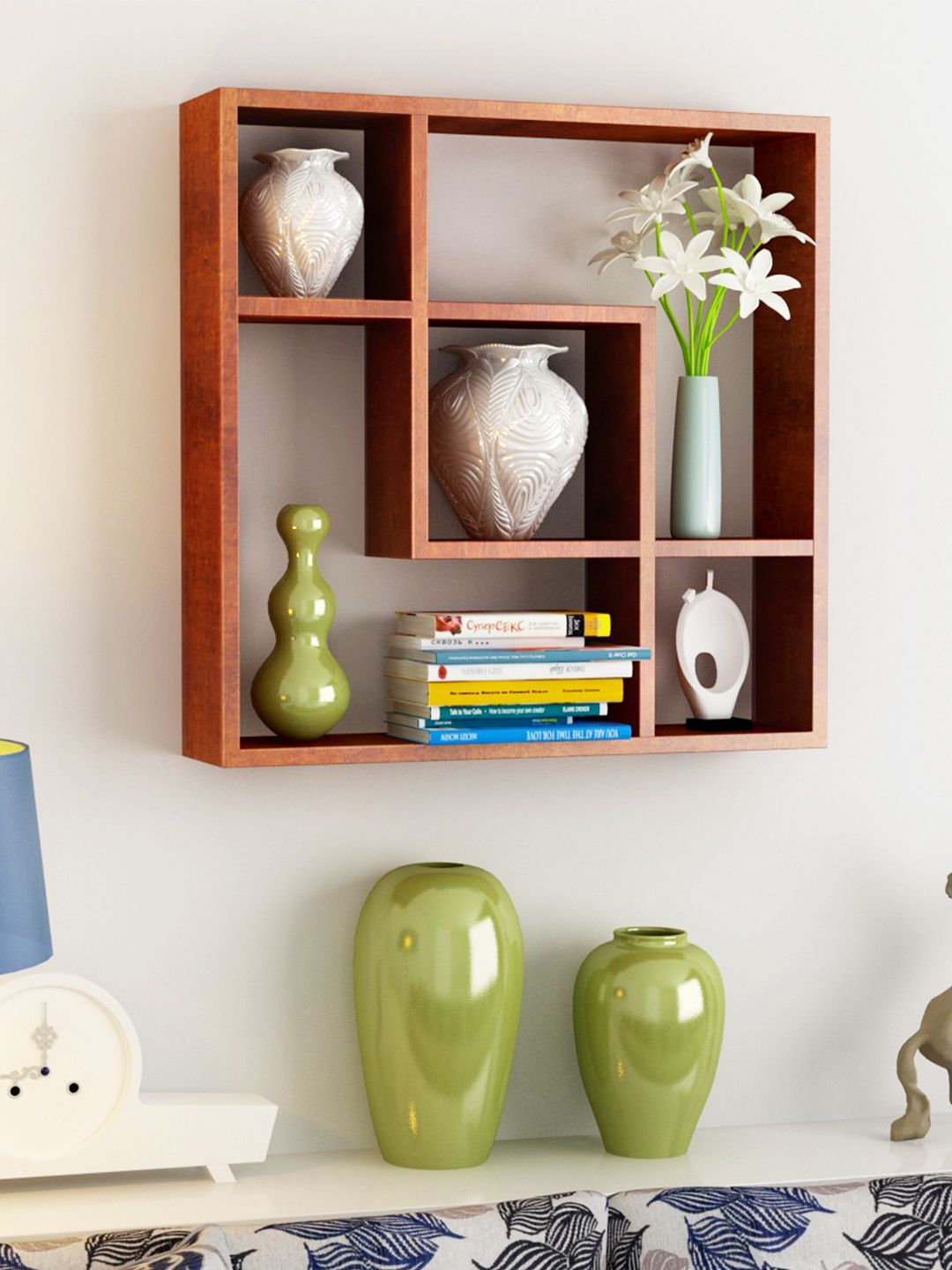 Home Sparkle Brown Square Wall Shelf Price in India