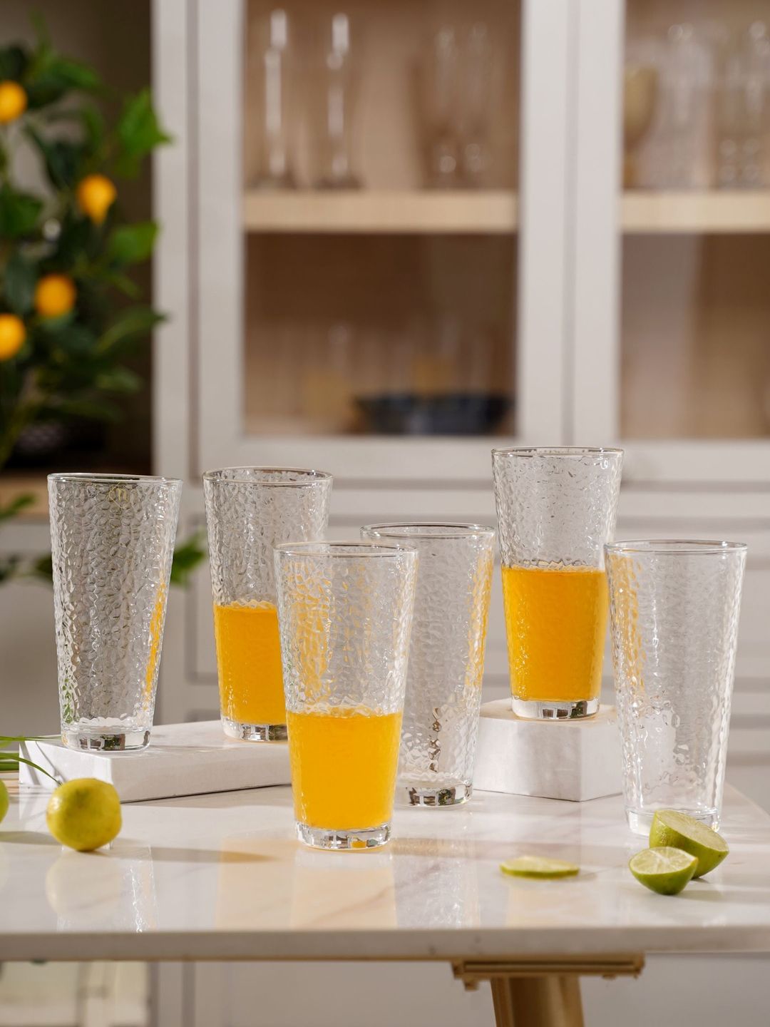 Nestasia Set Of 6 Transparent Glass Textured Drinkware Set 350 ml Price in India