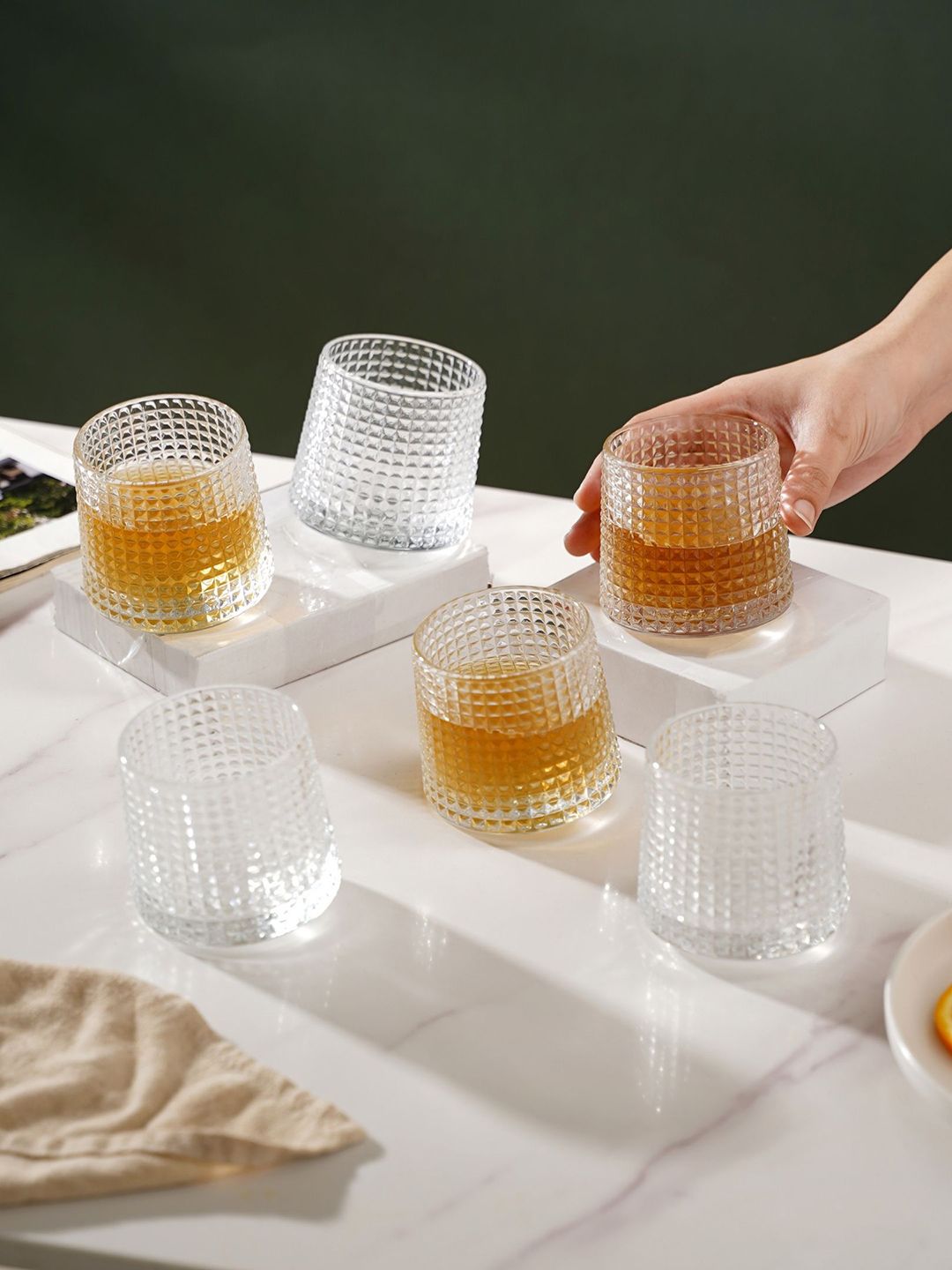 Nestasia Set Of 6 Transparent Textured Bar and Drinkware Price in India