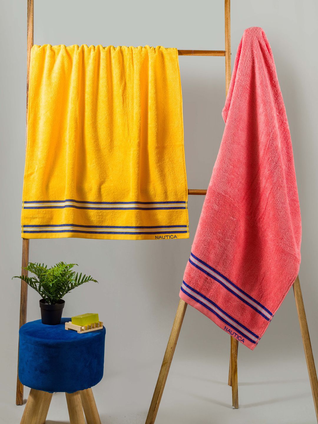 Nautica Set Of 2 Solid 500 GSM Pure Cotton Bath Towels Price in India