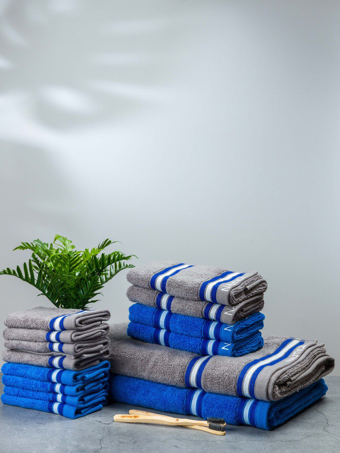 Nautica Set Of 14 Solid 500 GSM Pure Cotton Towels Set Price in India