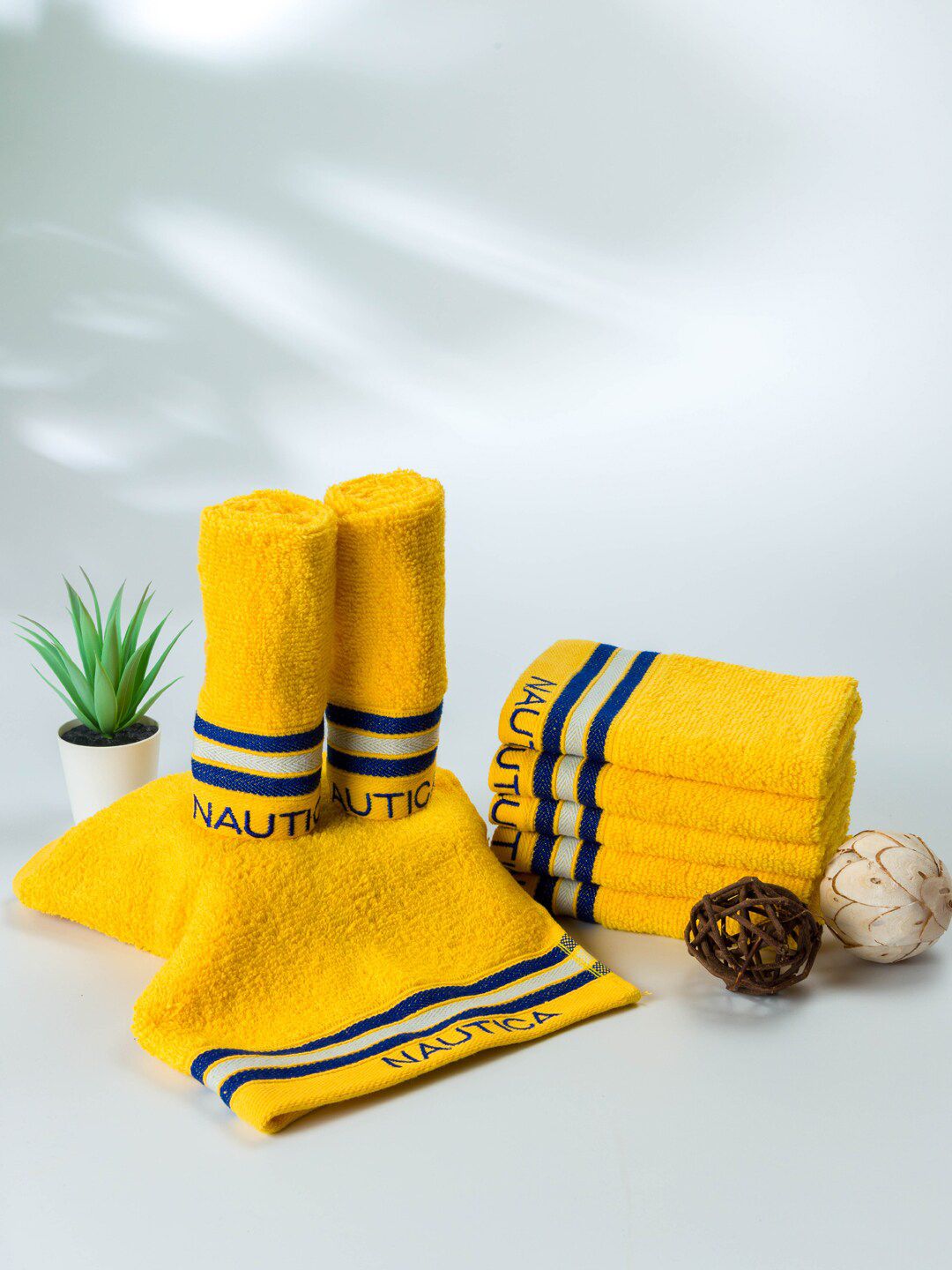 Nautica Set of 8 Solid Pure Cotton Face Towels Price in India