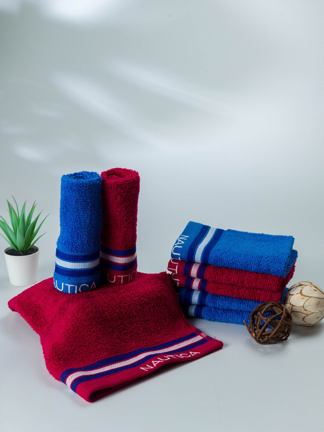 Nautica Set Of 8 Solid 500 GSM Pure Cotton Quick Dry Technology Face Towels Price in India