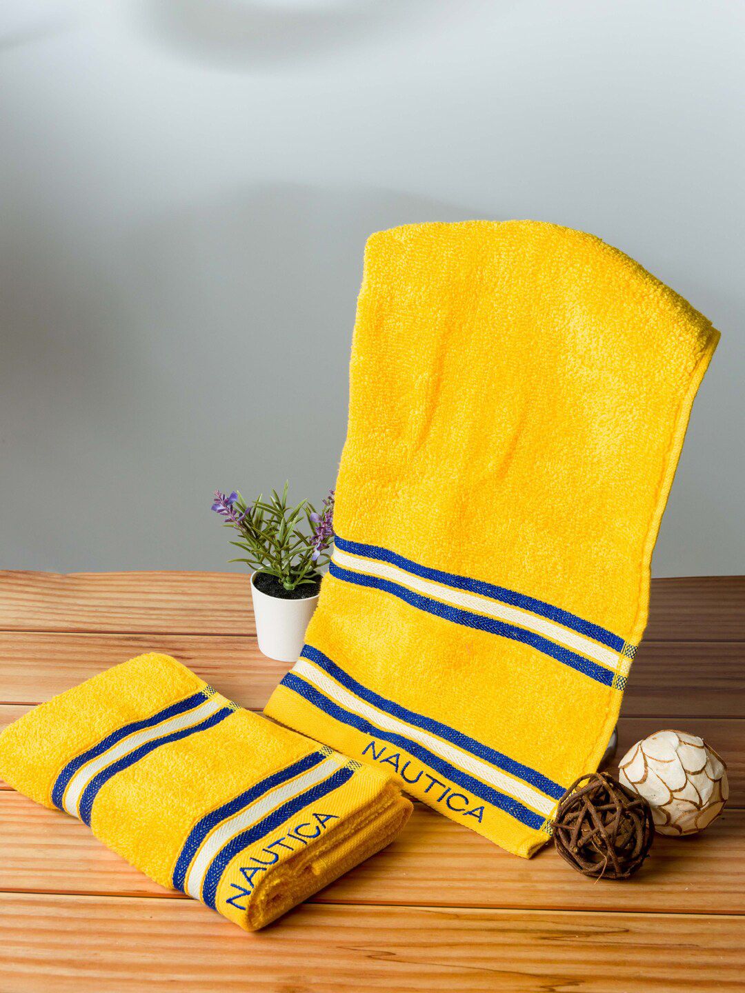 Nautica Set Of 2 Solid 500 GSM Pure Cotton Hand Towels Set Price in India