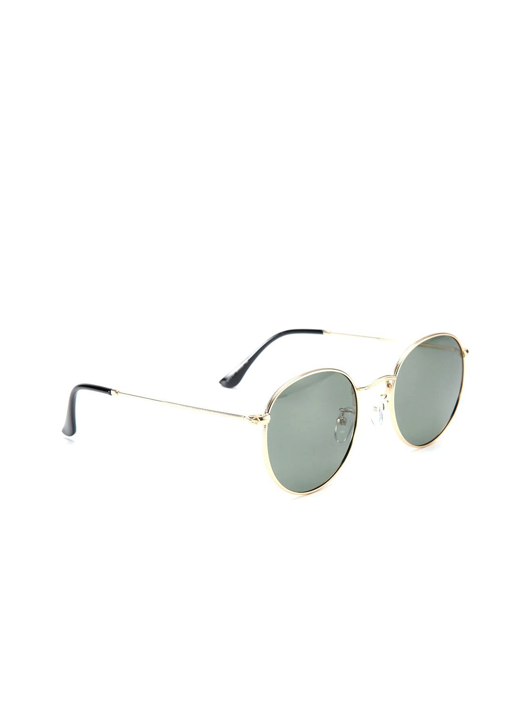 Intellilens Unisex Green Lens & Gold-Toned Round Sunglasses with Polarised and UV Protected Lens