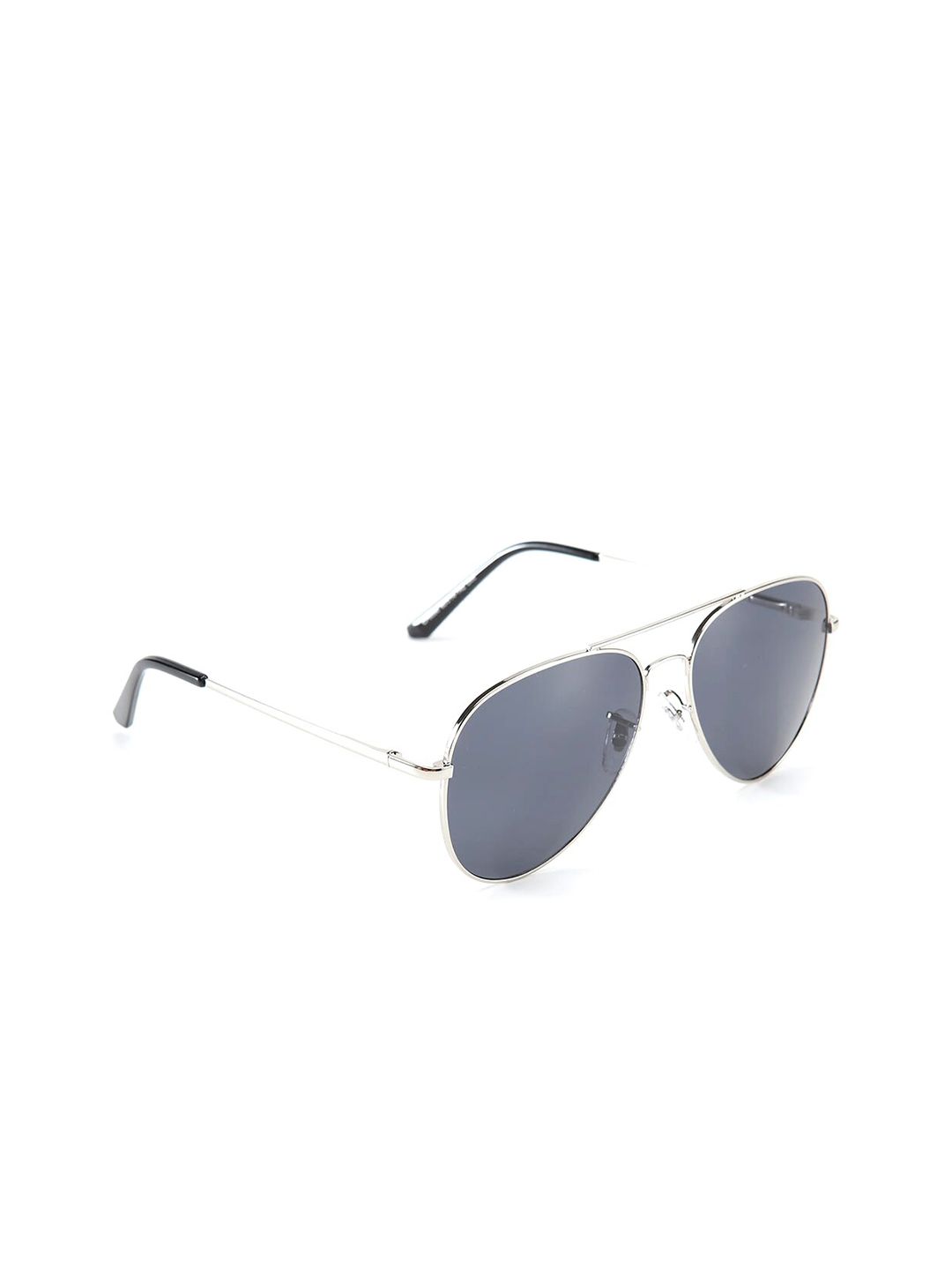 Intellilens Unisex Grey Lens & Silver-Toned Aviator Sunglasses with UV Protected Lens