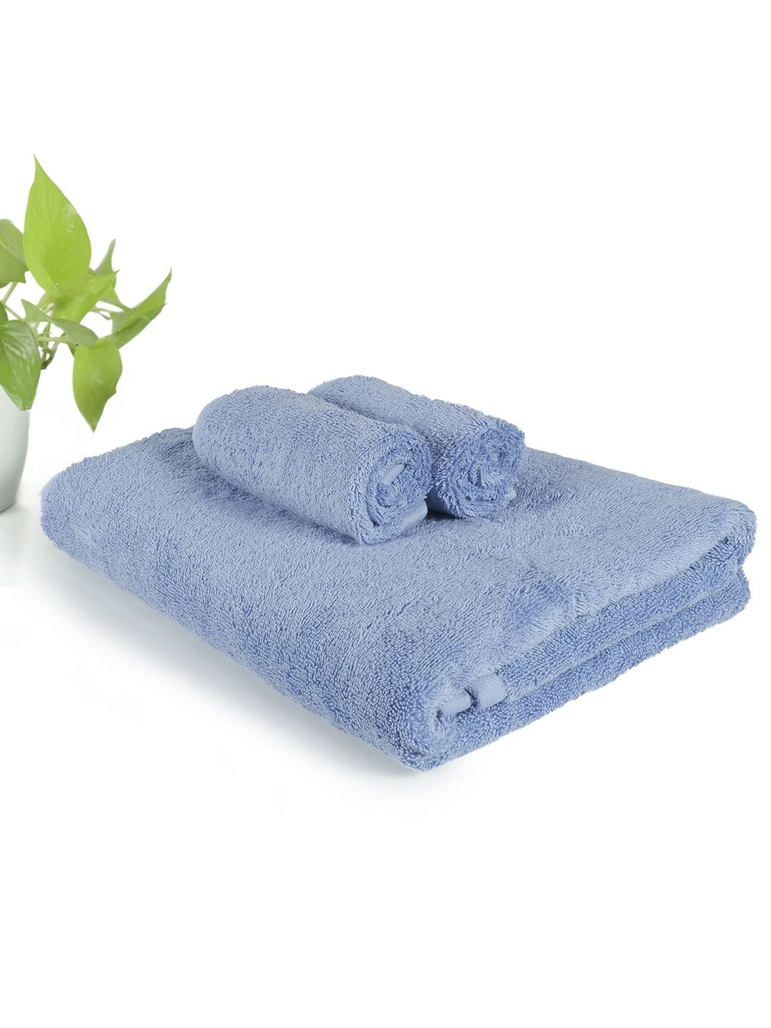 HEELIUM Pack of 3 Bamboo Super Soft & Quick Absorbent 1 Bath & 2 Face 600 GSM Towel Set