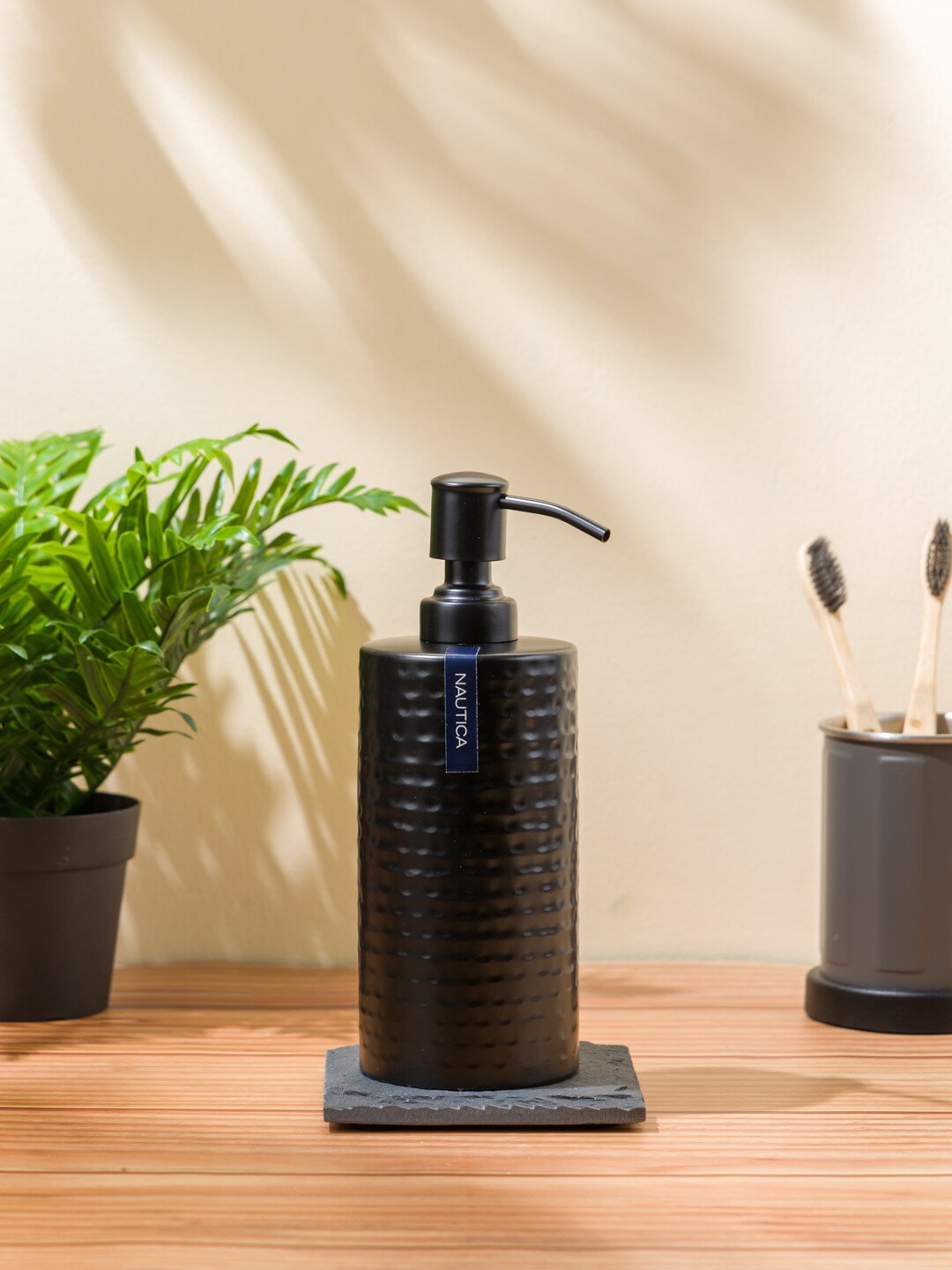 Nautica Adults Black Textured Matte Stainless Steel Soap Dispenser Price in India