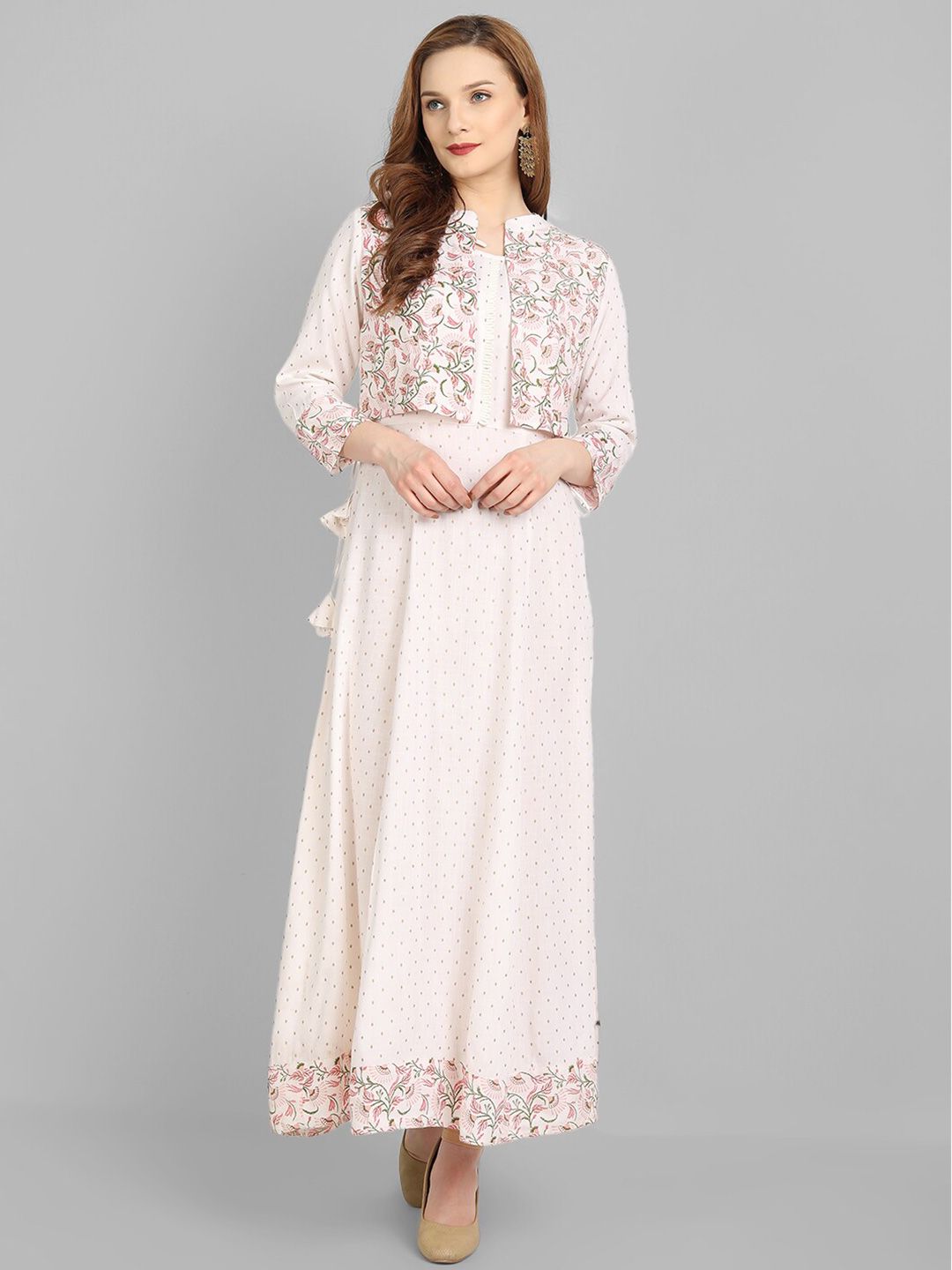 Juniper White Ethnic Maxi Dress Price in India