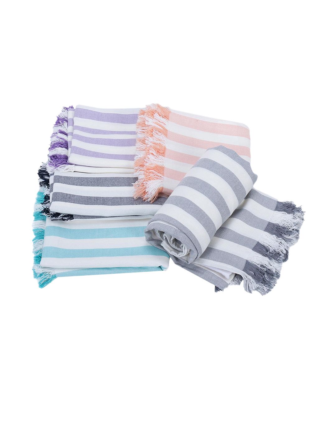 haus & kinder Blue Striped 250 GSM Bath Bamboo Bath Towels Price in India