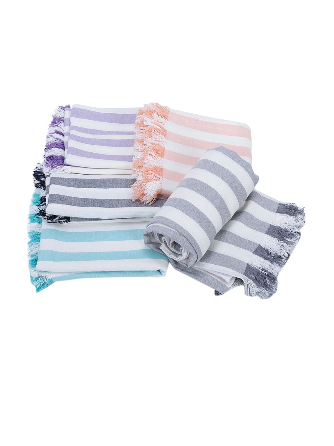 haus & kinder Grey Striped 250 GSM Bamboo Bath Towels Price in India