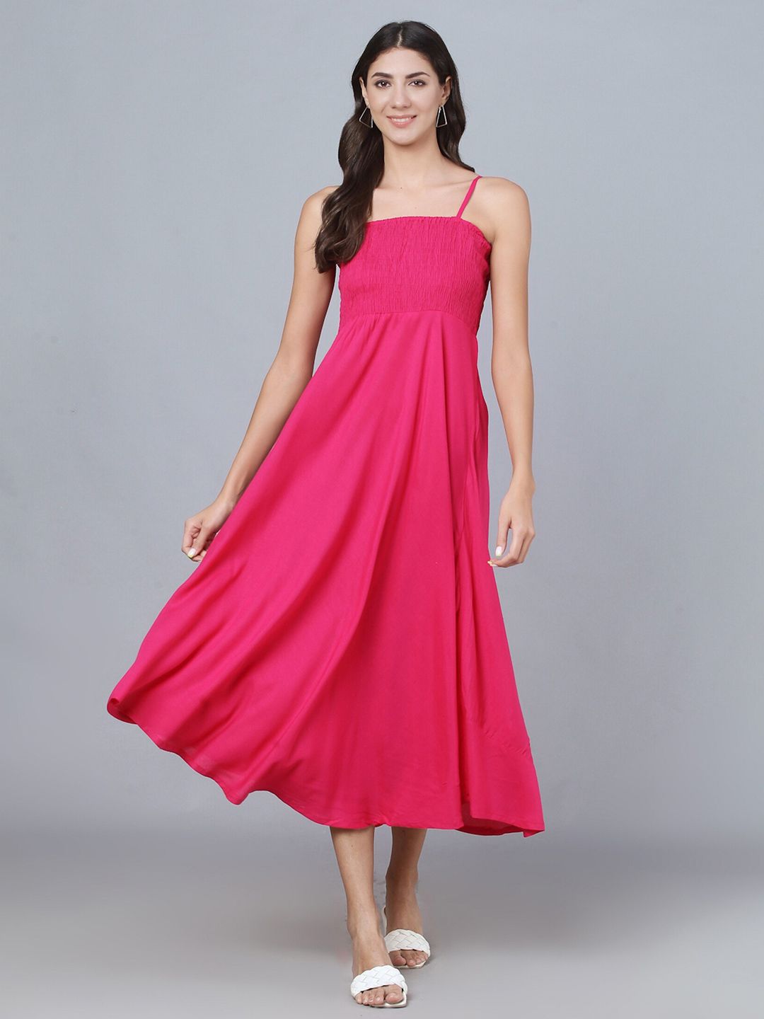 Vastralay Women Fuchsia Midi Dress Price in India