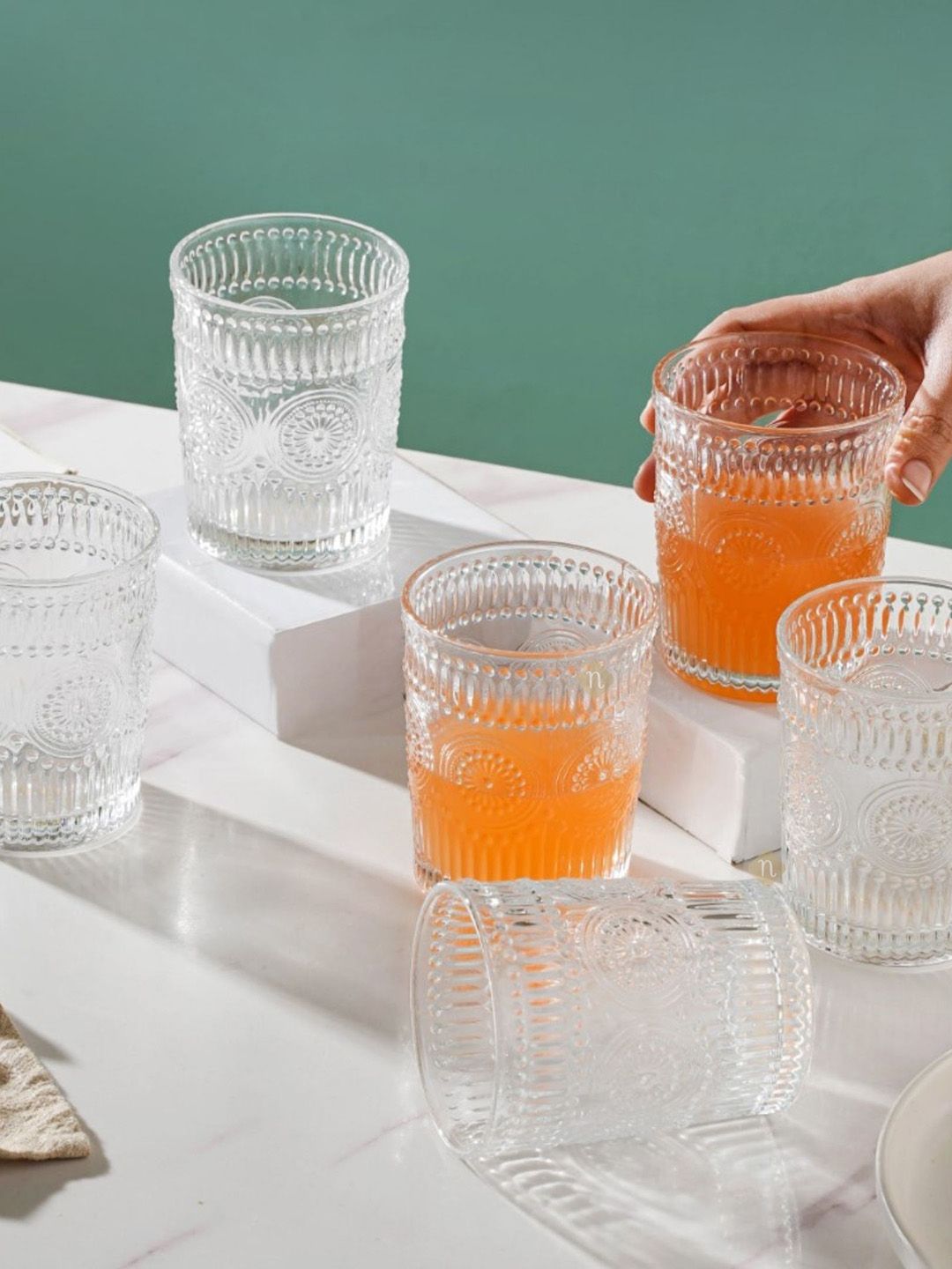 Nestasia Transparent Set Of 6 Textured Water & Juice Glasses Price in India