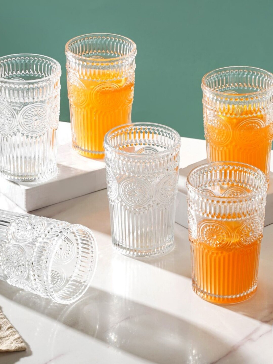 Nestasia Set Of 6 Transparent Textured juice Glasses Price in India