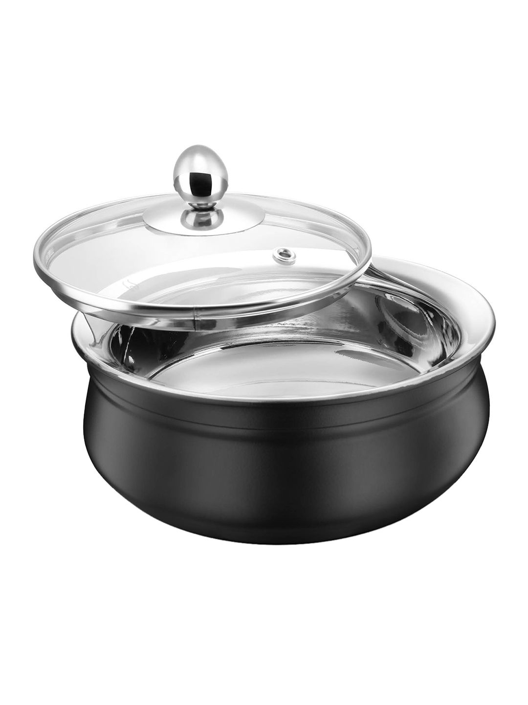 FNS Black Solid Stainless Steel Serving Handi Price in India